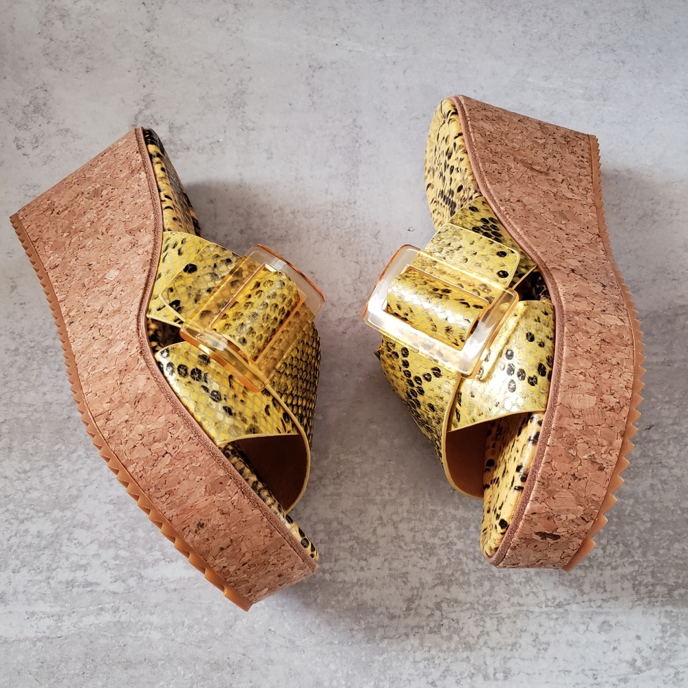 Donald Pliner Python Leather Wedge Platform Cork … - image 3